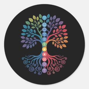 Adesivo Redondo Lanced Realms Geometria Sagrada Árvore Mandala Cha