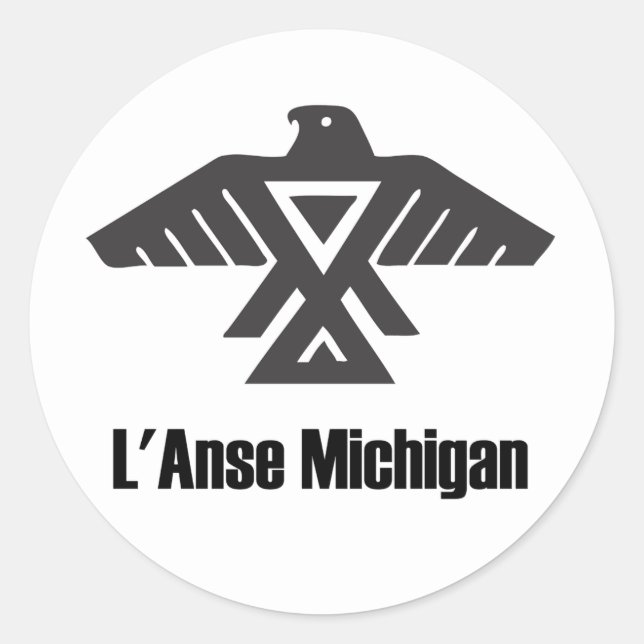 Adesivo Redondo L'Anse Michigan Ojibwe Native American Sticker (Frente)