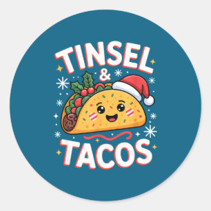 Adesivo Redondo Lantejoulas E Tacos Fofo Natal Comida Mexicana Div