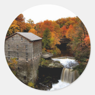 Adesivo Redondo Lanterman's Mill no outono