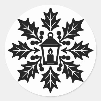 Adesivo Redondo Lanterna e Holly Snowflake Stamp