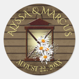 Adesivo Redondo Lanterna e Madeira Rústica