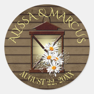 Adesivo Redondo Lanterna e madeira rústica do celeiro