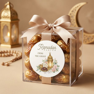 Adesivo Redondo Lanterna Floral do Ramadan Kareem