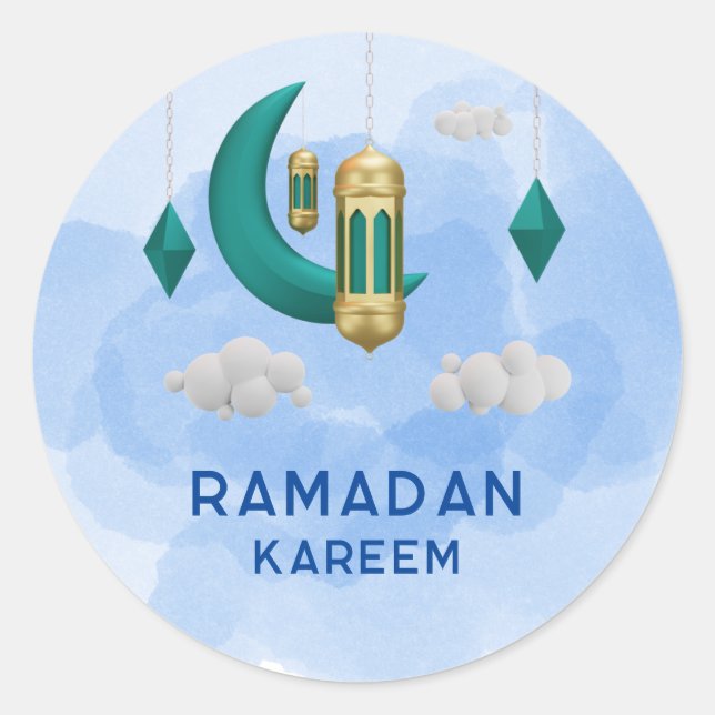 Adesivo Redondo Lanterna Islâmica Ramadan kareem Round Sticker (Frente)