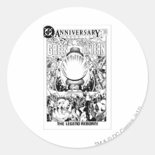 Adesivo Redondo Lanterna verde - a legenda renascido, preto e