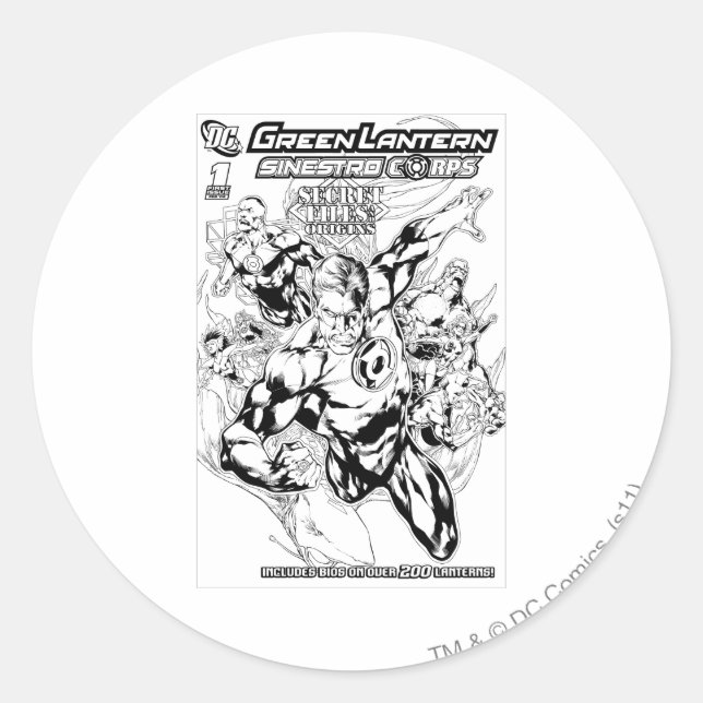 Adesivo Redondo Lanterna Verde - Cobrir Arquivos Secretos e Origen (Frente)