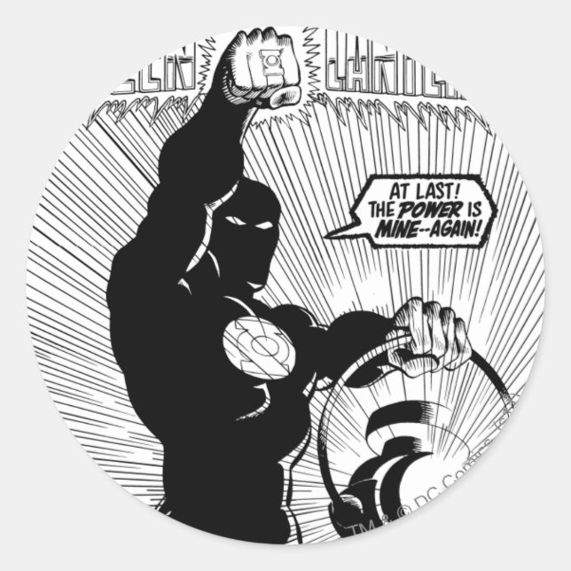 Adesivo Redondo Lanterna Verde - Lanterna Brilhante, Preto e Branc (Frente)