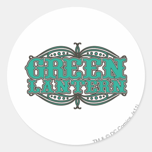 Adesivo Redondo Lanterna Verde Letras de Tempo de Exibição (Frente)