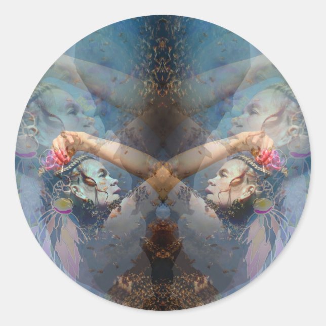 Adesivo Redondo lanternas com penas (Frente)