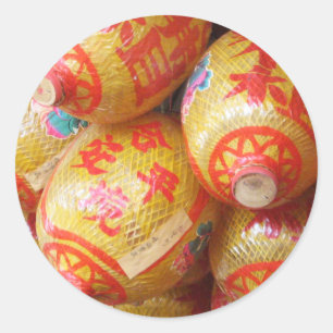 Adesivo Redondo Lanternas de Papel Chinesas Sortudas