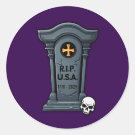 Adesivo Redondo Lápide de Halloween R.I.P. EUA