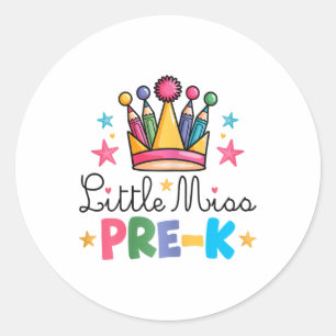 Adesivo Redondo Lápis Miss Pré-k Coroa Fofo Ck Para a Escola Prime