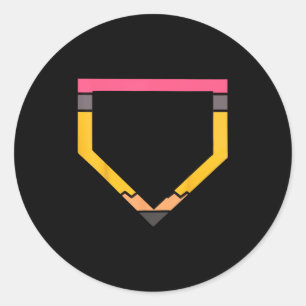 Adesivo Redondo Lápis Placa de Basebol Amantes Meninos Crianças Ca