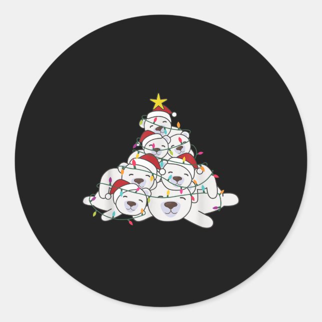 Adesivo Redondo Lar Bear Christmas Tree Funny Animal Christmas Lar (Frente)