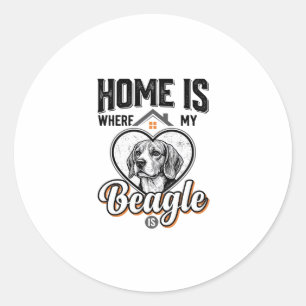 Adesivo Redondo Lar é Onde Está Meu Beagle é Design de Cachorro Vi