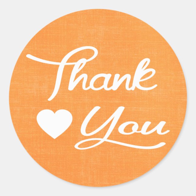 Adesivo Redondo Laranja Afastada Obrigado Cardíaco Vinhetas / Selo (Frente)