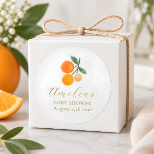 Adesivo Redondo Laranja Água-forte de Laranja para Chá de Bebê Per