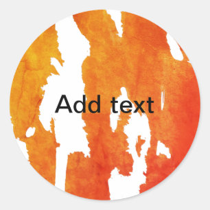Adesivo Redondo Laranja amarelo aquarela adicionar texto pintura a