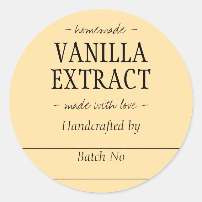 Adesivo Redondo Laranja artesanal Vanilla Extract Kitchen Jar (Frente)