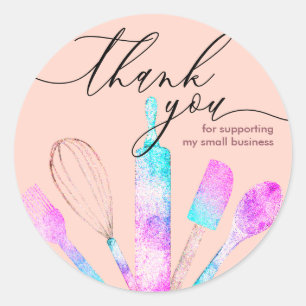 Adesivo Redondo Laranja Blush Paery Chef obrigado você
