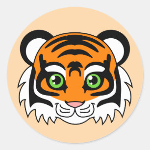 Adesivo Redondo Laranja bonito do tigre