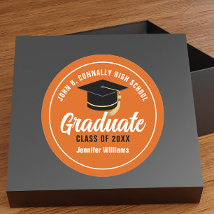 Adesivo Redondo Laranja Branco Graduado Personalizado 2026 Formatu