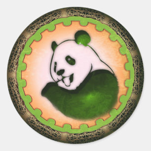 Adesivo Redondo Laranja Chomping de refrigeração da panda