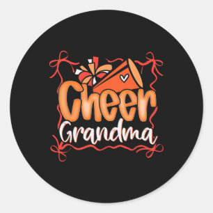 Adesivo Redondo Laranja Coquete Pompoms Laço Cheer Vovó G-ma Ch