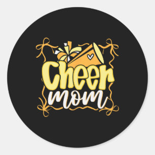 Adesivo Redondo Laranja Coquette Pom Poms Laço Cheer Mamãe Mama Ch
