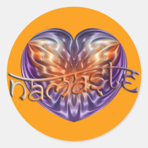 Adesivo Redondo Laranja do coração NAMASTE da ARTE