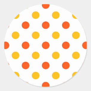 Adesivo Redondo Laranja e Amarelo Bolinhas Branco