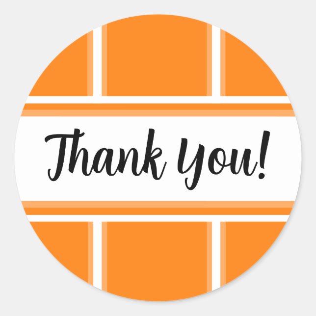 Adesivo Redondo Laranja e branco, obrigado (Frente)