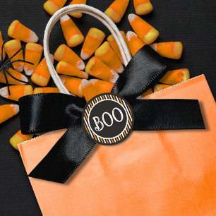 Adesivo Redondo Laranja e Preto Listra Vintage Boo