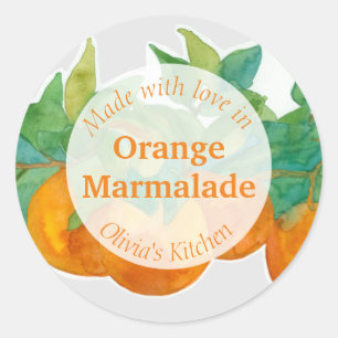 Adesivo Redondo Laranja Marmalada Citrus Fruta Jam Jar Comida Labe