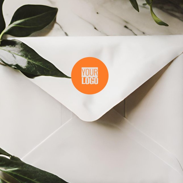 Adesivo Redondo Laranja neon - adicione seu logotipo (Criador carregado)