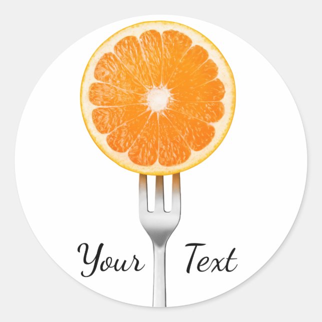 Adesivo Redondo Laranja no garfo (Frente)