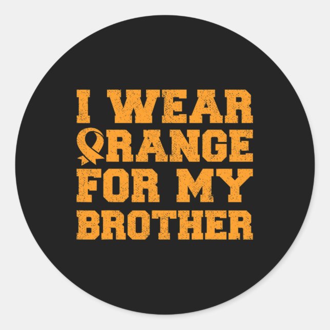 Adesivo Redondo Laranja Para Meu Irmão Leucemia Cancer Si (Frente)