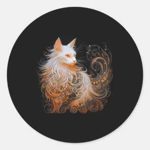 Adesivo Redondo Laranja Persa Gato Cabelo Longo Gatinho Penteado M