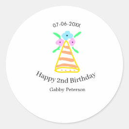 Adesivo Redondo Laranja que segundo aniversário crianças retro bri