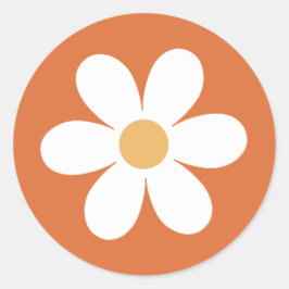 Adesivo Redondo Laranja queimada de margarida retrô