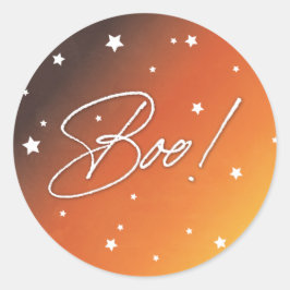 Adesivo Redondo Laranja Sunset Estrelas Espalhadas Boo! Halloween