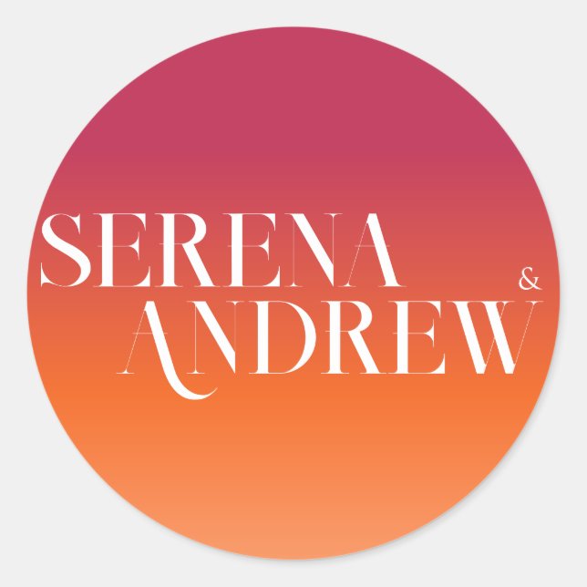 Adesivo Redondo Laranja Vermelha Sunset Viva Magenta Brilhante Mod (Frente)