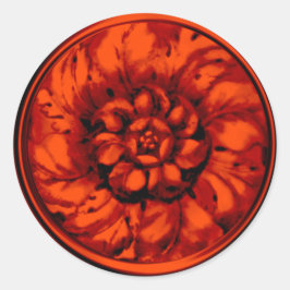 Adesivo Redondo Laranja Vintage Barroco Emboscada Olhar Selo