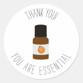 Adesivo Redondo Laranja Você É Óleo Essencial Obrigado Sticker