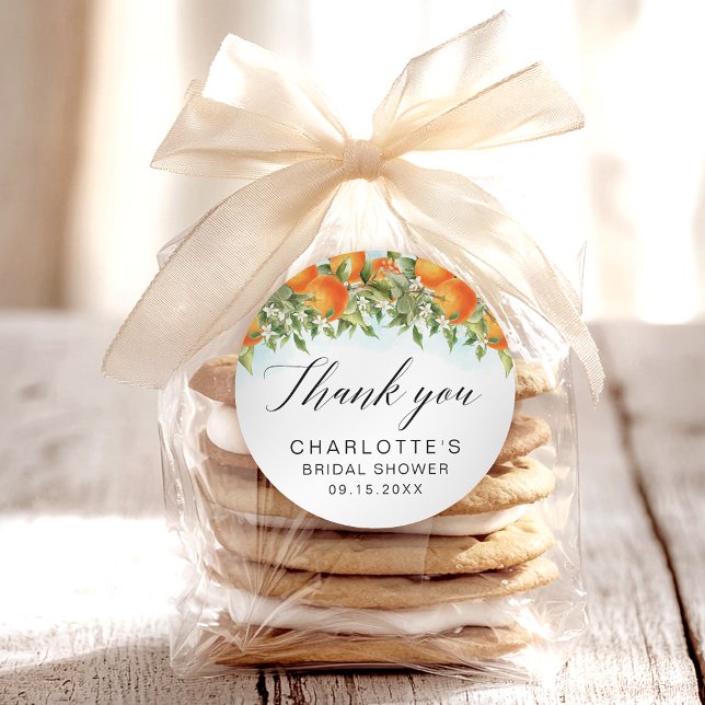 Adesivo Redondo Laranjas - Chá de panela Obrigado (Criador carregado)