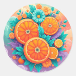 Adesivo Redondo Laranjas coloridas