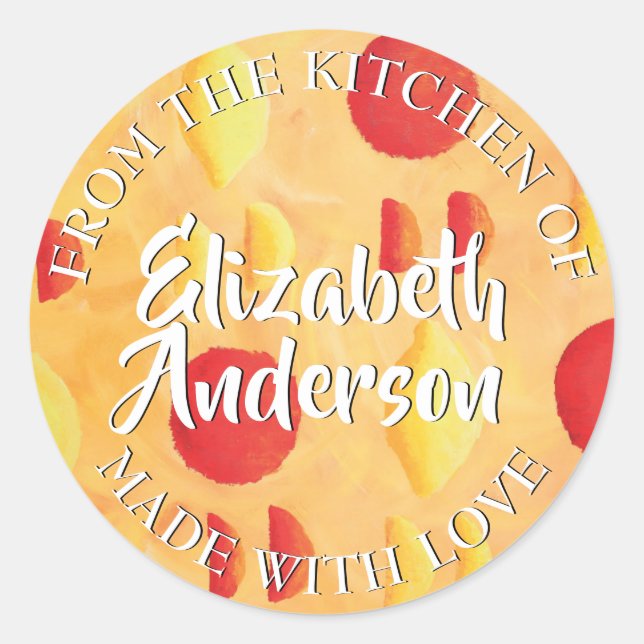 Adesivo Redondo Laranjas e Limões Feitos com Amor (Frente)