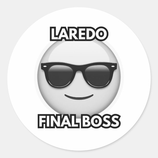 Adesivo Redondo Laredo Final Boss Cool Emoji (Frente)