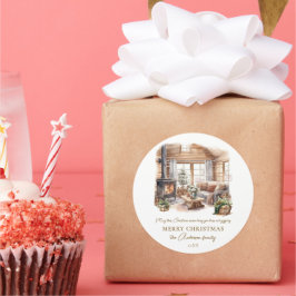 Adesivo Redondo Lareira inicial Cozy Christmas Personalizada